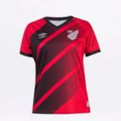 Camisa Athletico Paranaense I 20/21 s/nº Torcedor Umbro Feminina - Vermelho+Preto