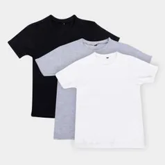 Kit Camiseta Bebê All Free Básica Manga Curta Masculina 3 Peças - R$25