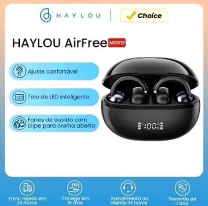 Fone de Ouvido Sem Fio HAYLOU AirFree com Bluetooth 5.4, TWS e Display Inteligente