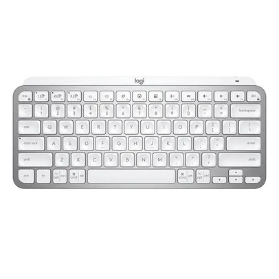 Teclado Sem Fio Logitech MX Keys Mini, Iluminação Smart, Bluetooth, USB, Easy-Switch, Recarregável, Cinza Claro - 920-010506