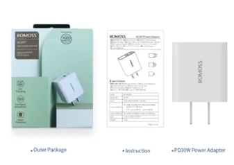 Romoss ac30t 30w carga rápida usb tipo c 