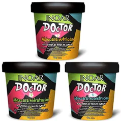 KIT INOAR DOCTOR MÁSCARA DE HIDRATAÇÃO 450G + MÁSCARA DE NUTRIÇÃO 450G +MÁSCARA DE RECONSTRUÇÃO 450G por R$ 90