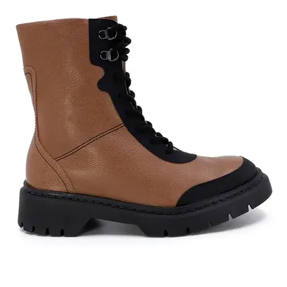 Bota Coturno Marrom Couro Marrom Usaflex