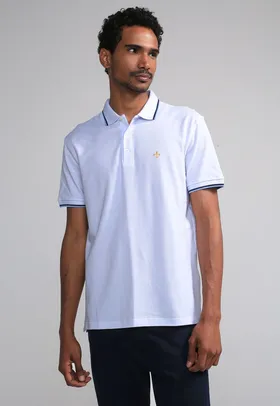 Camisa Polo Dudalina Reta Frisos Branca P