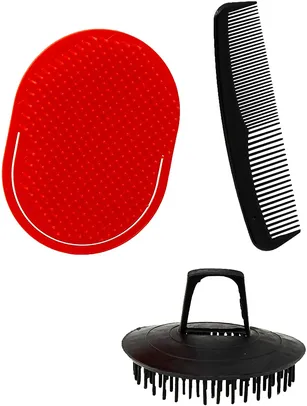 [Prime] Hair Bonitinho Marilu Kit Hair - 1 Escova Oval, 1 Escova Redonda 1 Pente Bolso | R$3,36
