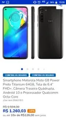 Smartphone Motorola Moto G8 Power Preto Titanium 64GB, Tela de 6.4” R$1260