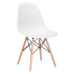 Cadeira Charles Eames Eiffel Dsw - Branco - Madeira Clara