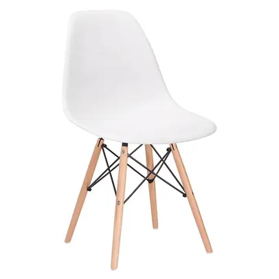 Cadeira Charles Eames Eiffel Dsw - Branco - Madeira Clara