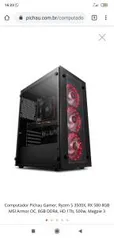 Computador Pichau Gamer, Ryzen 5 3500X, RX 580 8GB MSI Armor OC, 8GB DDR4, HD 1Tb, 500w, Magpie 3