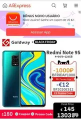 REDMI NOTE 9S 4GB DE RAM E 64GB | R$ 917