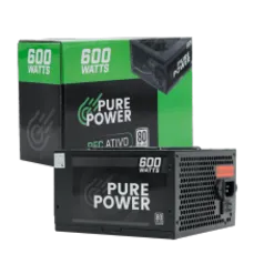 Fonte Pure Power, 600W, 80 Plus White, PFC Ativo, Black, PP-PSU2-600W PFC