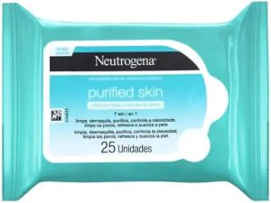 Lenço Demaquilante Neutrogena Purified Skin - 25 Unidades | R$10