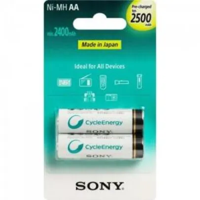 Pilha Recarregável Sony Aa 2500mah Cartela C/2 Pilhas