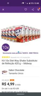 Kit 10x Diet Way Shake Substituto de Refeição 420 g