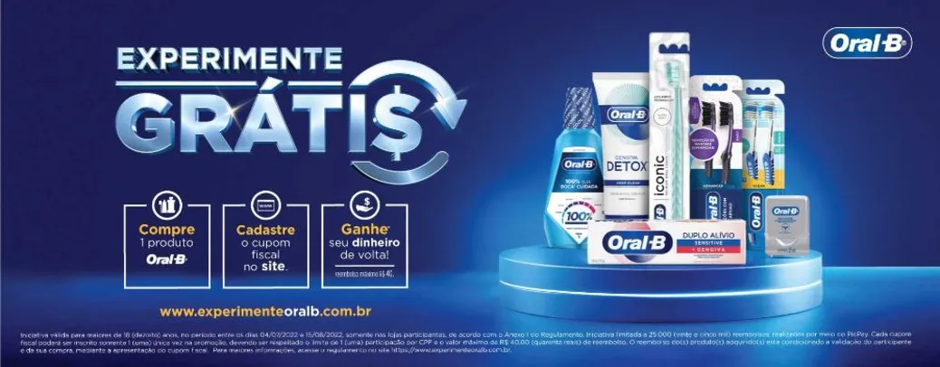 (até 15/08) Experimente Grátis Oral-B 2022 - Descubra P&G