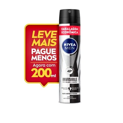 NIVEA, Desodorante Antitranspirante Aerosol Invisible Black & White Masc Promo 200Ml, Nivea