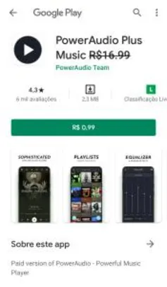 Saindo por R$ 0,99: PowerAudio Plus Music | Pelando