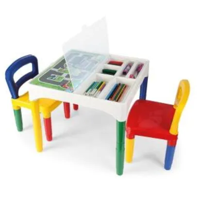Mesa Mesinha Infantil Didática Com Cadeiras - Poliplac | R$110