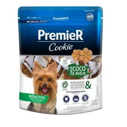 Biscoito Premier Cookie Para Cães Adultos Raças Pequenas Sabor Coco e Aveia - 250g