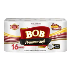 Papel Higiênico BOB Premium Soft Folha Dupla com 16 Rolos 20 Metros leve Mais Pague Menos