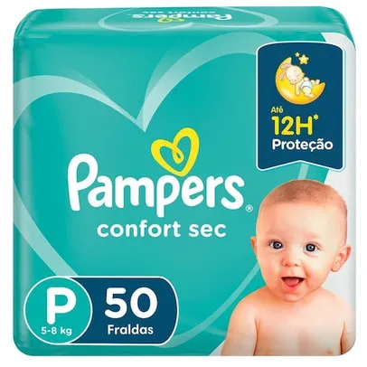 Fralda Pampers Confort Sec Mega Tamanho P com 50 Tiras