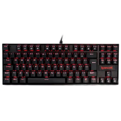 Teclado Mecânico Gamer Redragon Kumara K552, Switch Brown, Com Led, ABNT2, TKL, Black