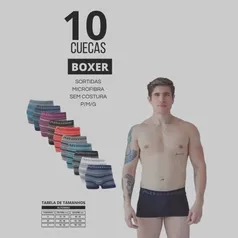 Cueca Boxer Poliéster Elastano Altomax Sortidas Kit 10 Cuecas