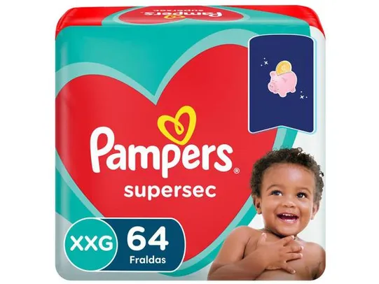 Fraldas Pampers Supersec Noturno - Tam. XXG + de 14kg 64 Unidades