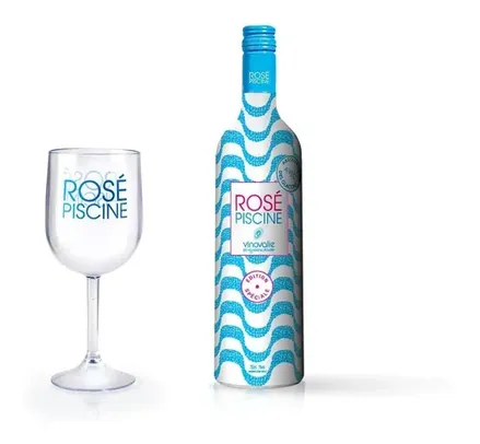 Kit Vinho Rosé Piscine Copacabana 750ml Com Taça