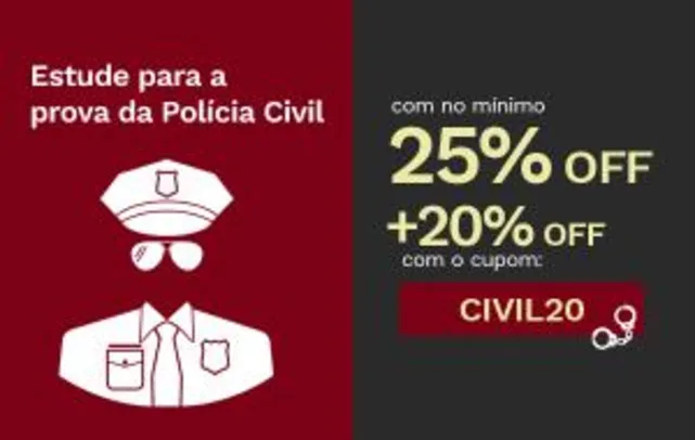 20% OFF em livros para concursos da Polícia Civil