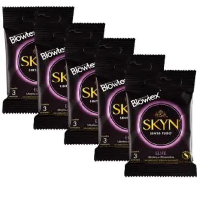 [AME R$34] Kit Preservativos com 5 Pacotes SKYN Elite com 3 unidades - R$36