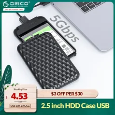 APP (CONTA NOVA) Case Orico 2.5 Polegada HD/SSD | R$ 1,65