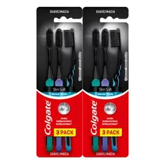 (REC) (2 kits - 12 escovas) Escova de Dente Colgate Slim Soft Black 6 unid