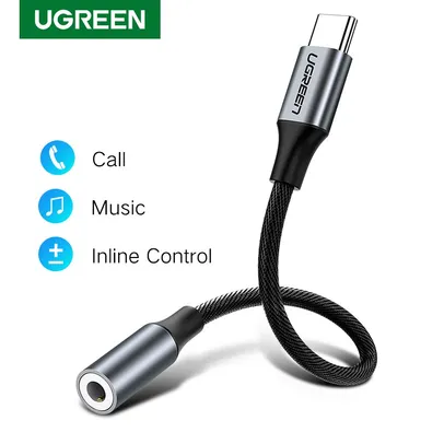 Cabo UGREEN Adaptador de Áudio USB-C para Entrada 3,5 mm de Fone de O