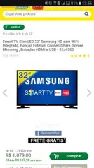 Smart TV Slim LED 32" Samsung HD com WiFi Integrado, Função Futebol, ConnectShare, Screen Mirroring , Entradas HDMI e USB - 32J4300 - R$1079