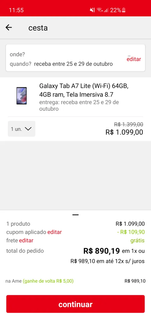 Imagem na descrição da promoção