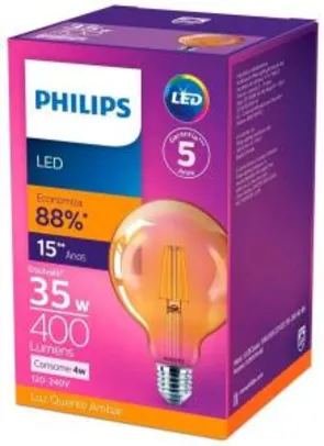 LED Filamento G93 2500K 400LM 100-240V, Philips, 4W R$ 36