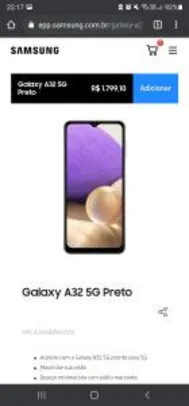 Smartphone Samsung Galaxy A32 5G + Bateria Externa 10.000mAh R$1799