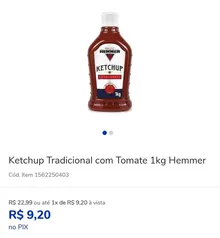 Ketchup Tradicional com Tomate 1kg Hemmer