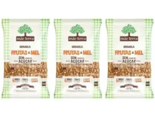 Granola Mãe Terra Integral Frutas e Mel (sem açúcar) 3 unidades de 800g | R$58