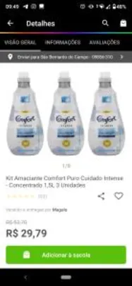 Kit Amaciante Comfort Puro Cuidado Intense Concentrado 1,5L | R$30