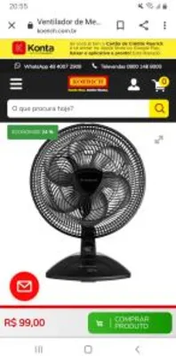 Ventilador de Mesa Cadence Ventilar Eros Supreme | R$ 99