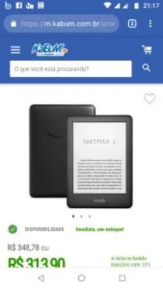 Kindle 10ª Geração Preto, Luz Integrada, Wi-Fi - AO0740 - R$314