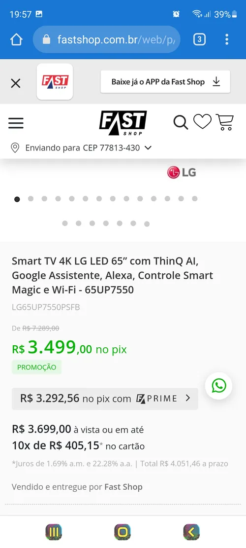 Imagem na descrição da promoção