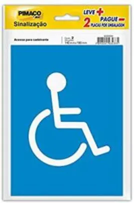 [Prime] Placa adesiva p/sinaliz. 14x19 acesso cadeirante Pimaco, BIC, pacote de 2 - R$3