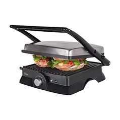 Grill Elétrico Multiuso, Preto e Inox, 110v, Oster