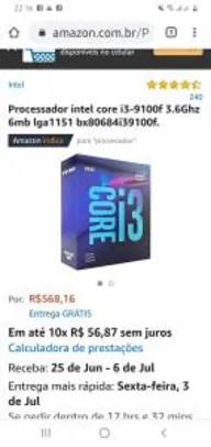Processador Intel Core i3-9100f 3.6Ghz 6mb | R$568
