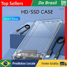 [BR/Moedas R$8,40] Case Para HD SATA De Disco Rígido Com Design Transparente Habitação Externa Móvel