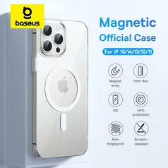 [Taxa Inclusa/Moedas] - Capa Magnética Baseus para iPhone 15, 14, 13, 12, 11 Pro Max, Capa de Carregamento Sem Fio