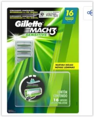 Saindo por R$ 78: Carga para Aparelho de Barbear Gillette Mach3 Sensitive - 16 unidades | R$ 78 | Pelando